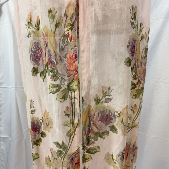 Vintage 80s 90s Size Medium Sheer Roses Floral Romantic Duster Cardigan maxi - Picture 3 of 11